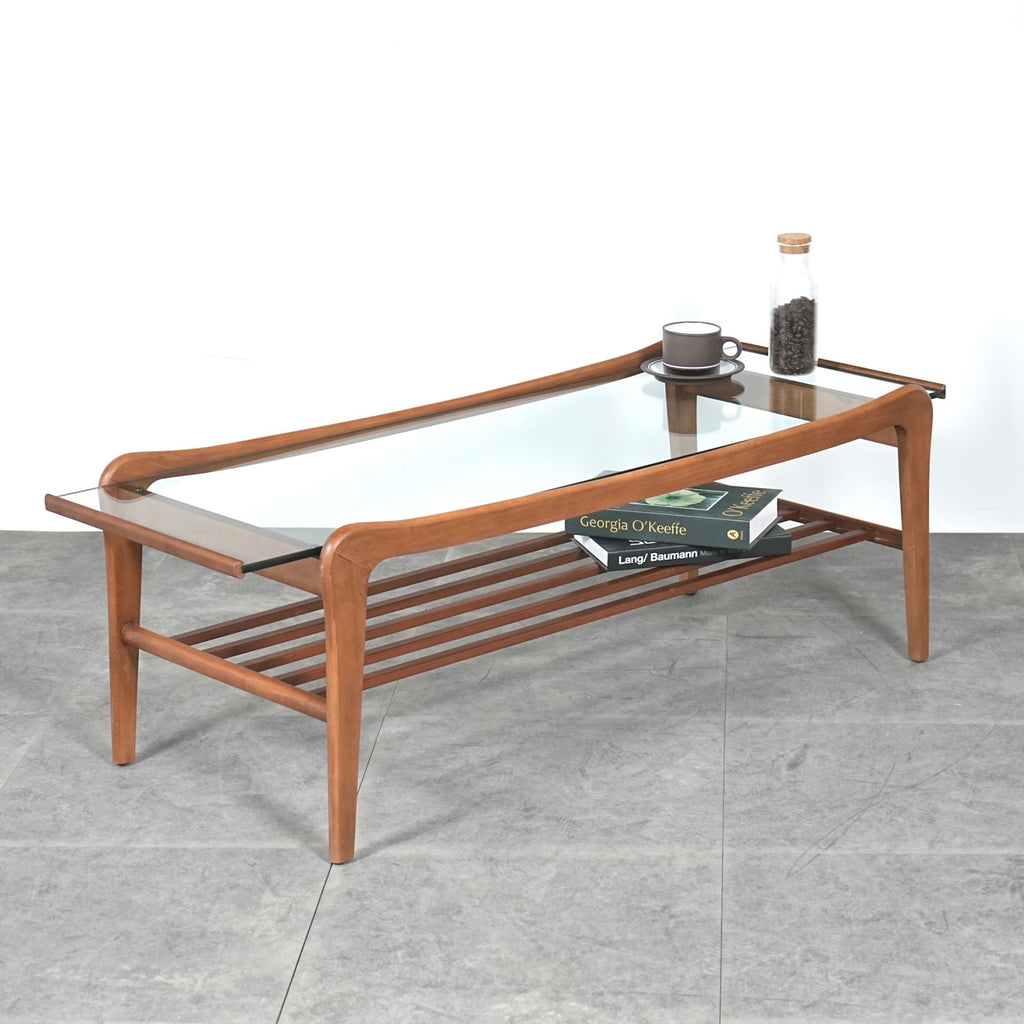 イギリスヴィンテージ ガラストップ ローテーブル