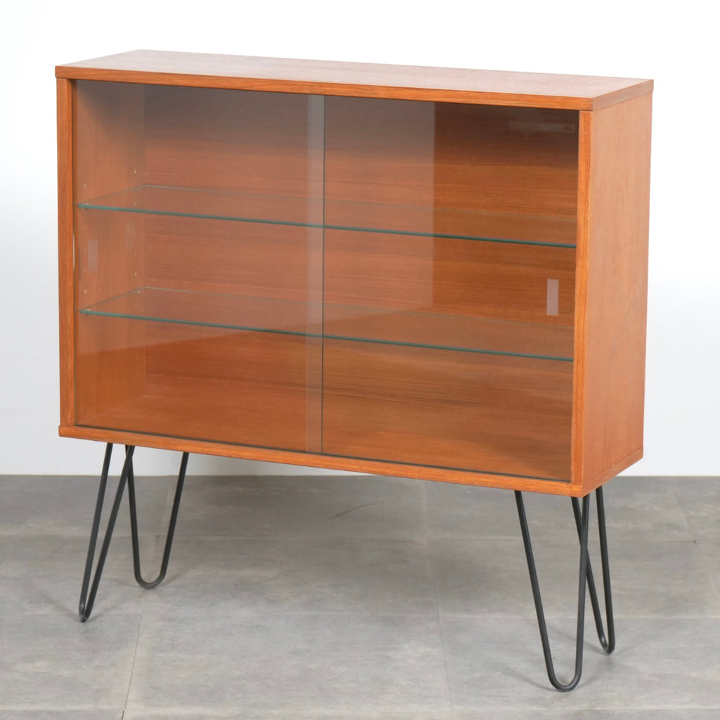 イギリスヴィンテージ ガラスキャビネット (ヘアピンカスタム)