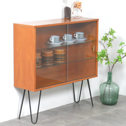 イギリスヴィンテージ ガラスキャビネット (ヘアピンカスタム)