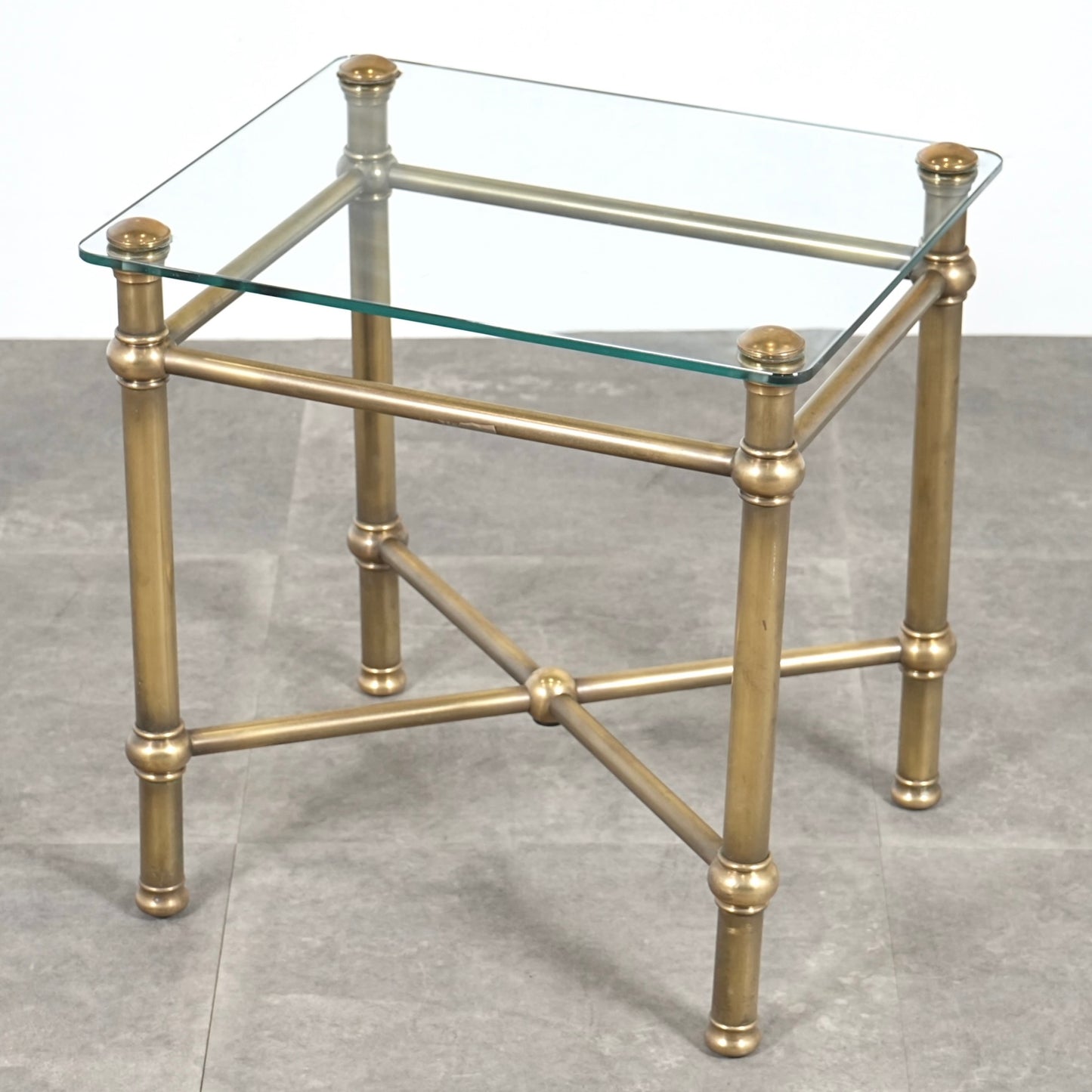 イギリスヴィンテージ ガラストップ サイドテーブル