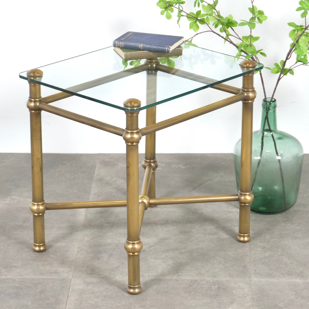 イギリスヴィンテージ ガラストップ サイドテーブル