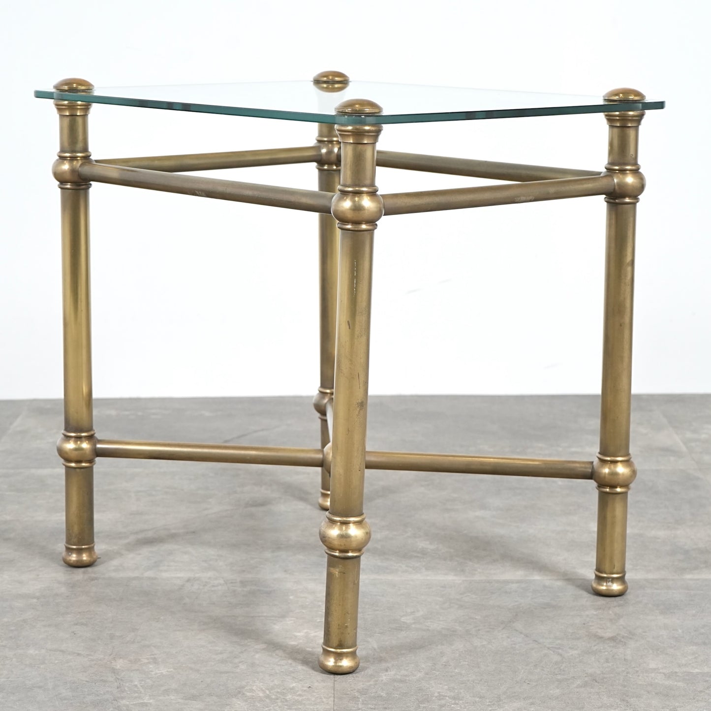 イギリスヴィンテージ ガラストップ サイドテーブル