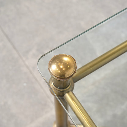 イギリスヴィンテージ ガラストップ サイドテーブル