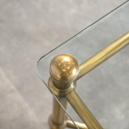 イギリスヴィンテージ ガラストップ サイドテーブル