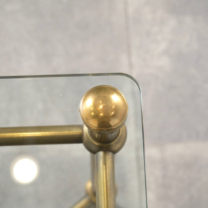 イギリスヴィンテージ ガラストップ サイドテーブル