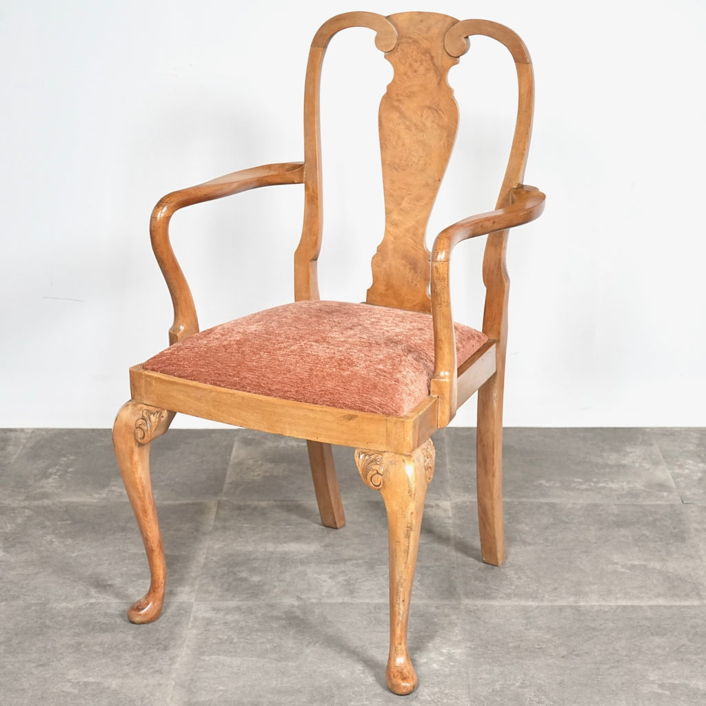 英国クラシック ヴィンテージ クイーンアン アームチェア【張替済】