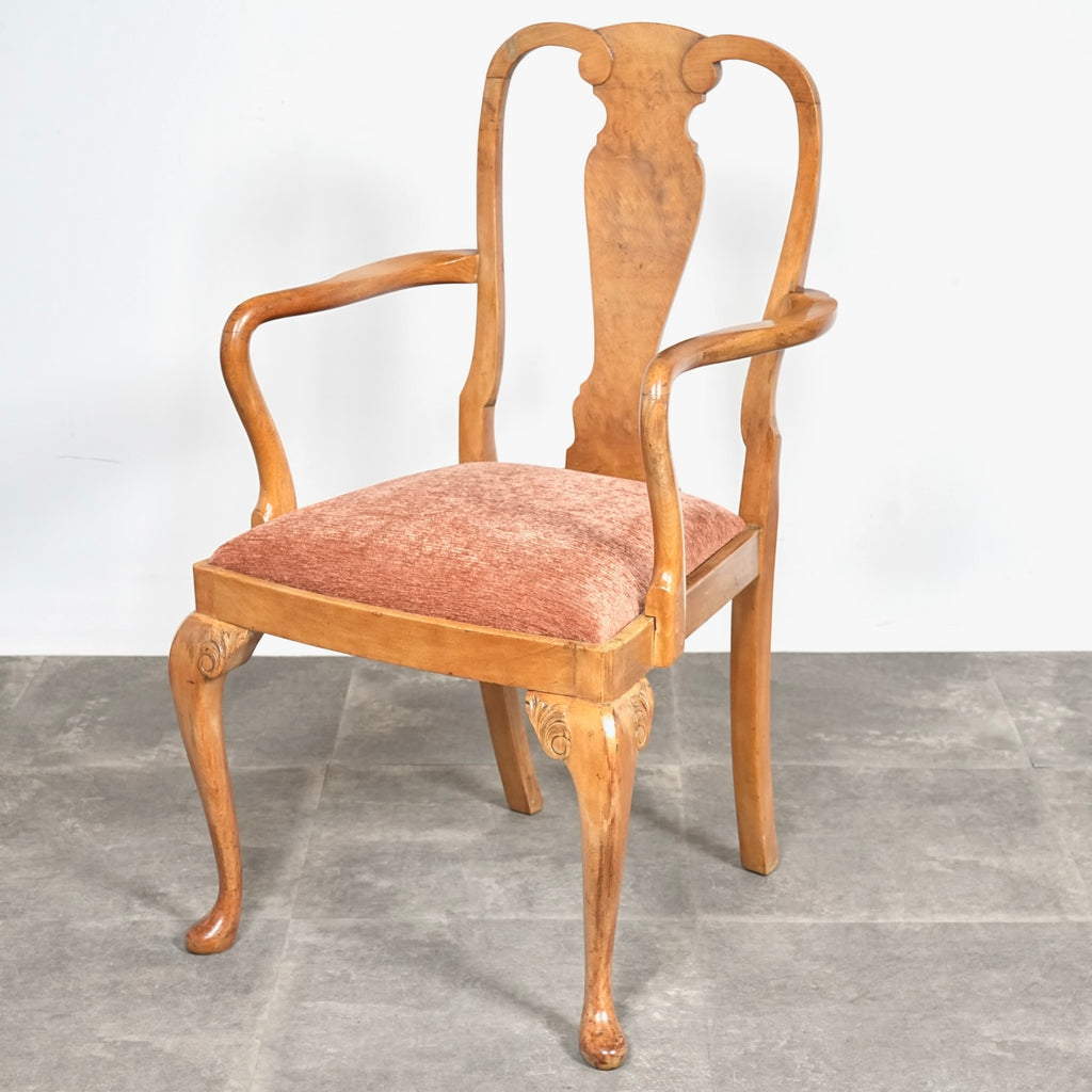 英国クラシック ヴィンテージ クイーンアン アームチェア【張替済】