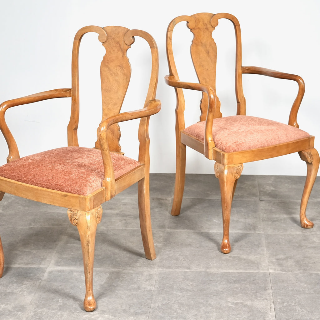 英国クラシック ヴィンテージ クイーンアン アームチェア【張替済】